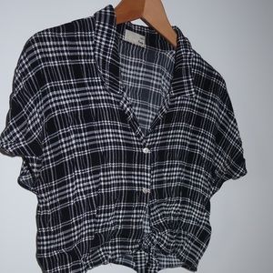Aritzia Black & White Plaid Top